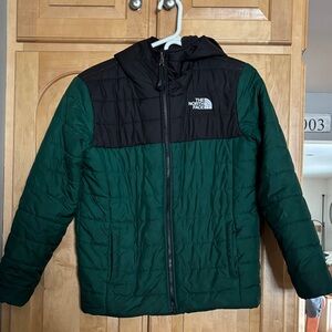 The North Face Men's Forest Green and Black Puffer Jacket Reversible